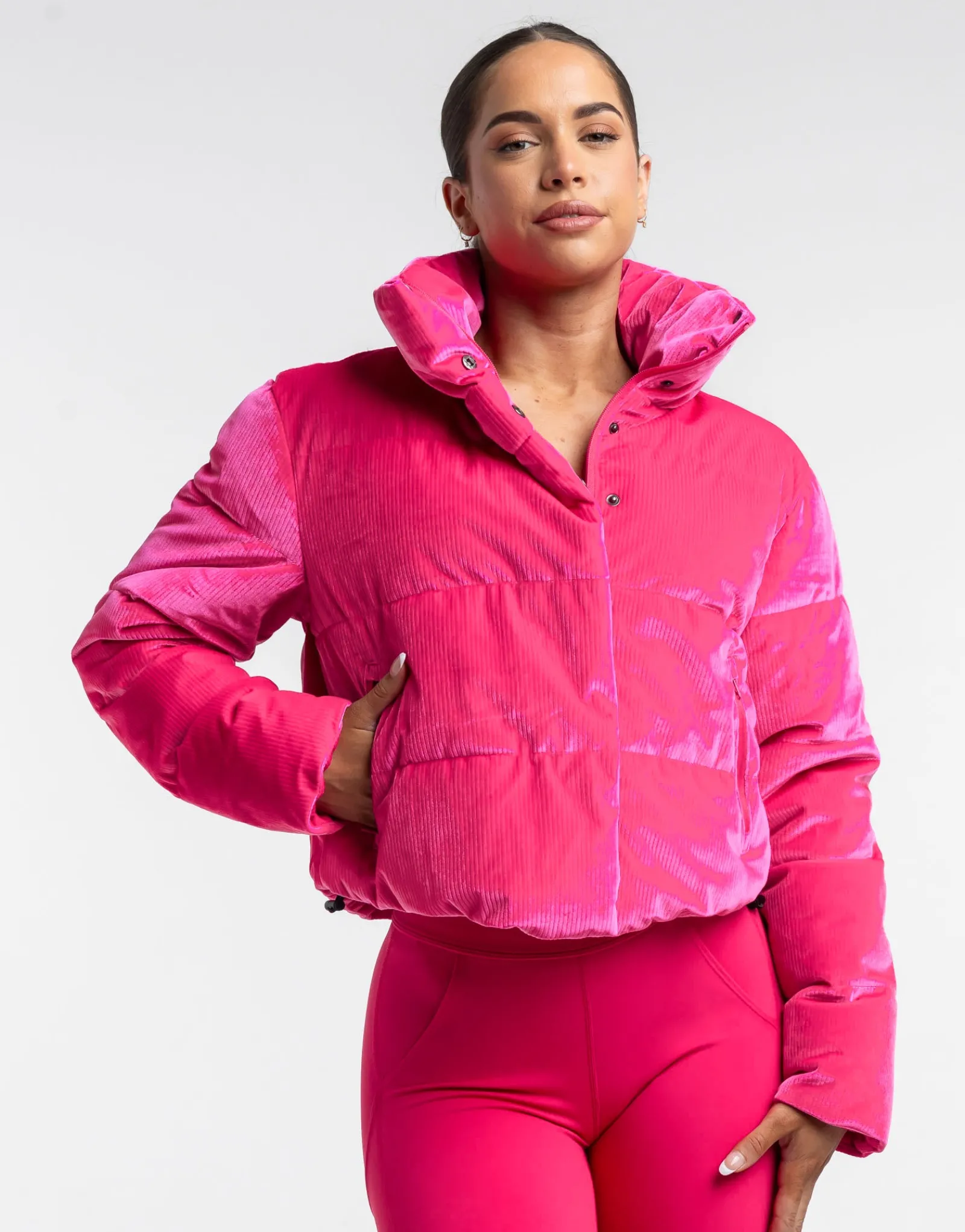 Sale ECHT Velour Puffer Jacket Bright Pink