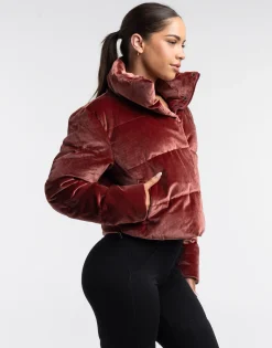 Discount ECHT Velour Puffer Jacket Brown