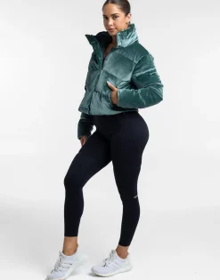 Best ECHT Velour Puffer Jacket Emerald Green