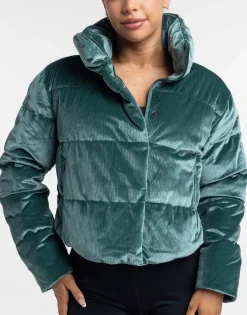 Best ECHT Velour Puffer Jacket Emerald Green