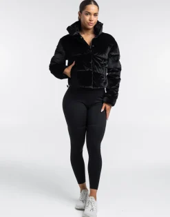 Hot ECHT Velour Puffer Jacket Black