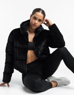 Hot ECHT Velour Puffer Jacket Black